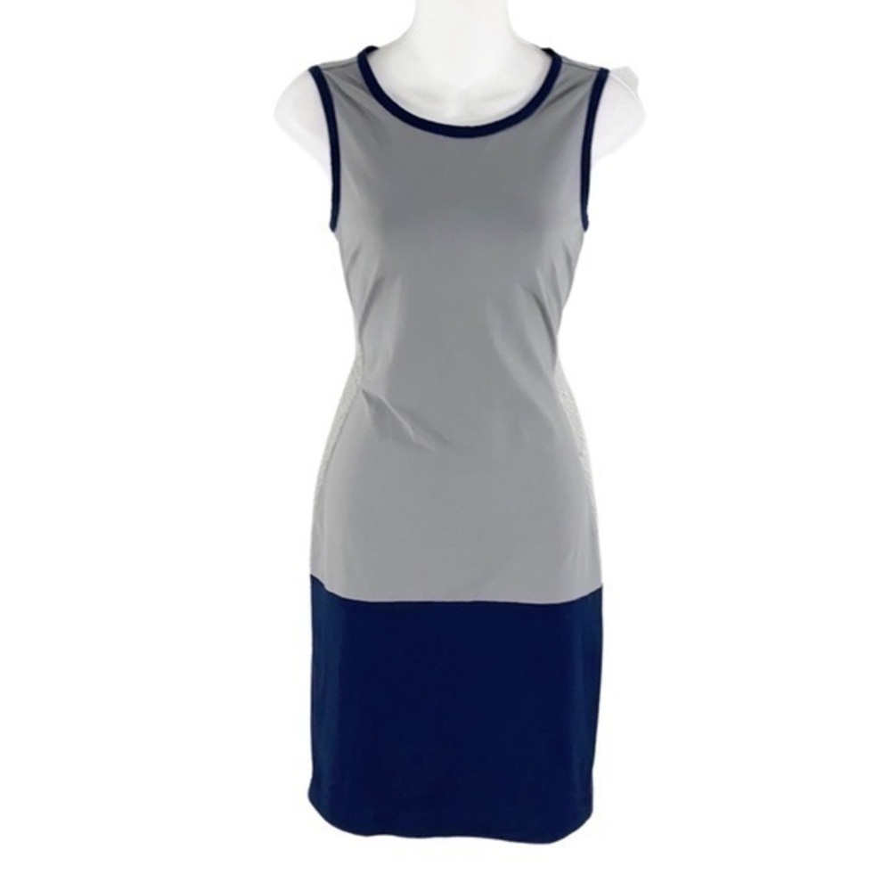 Cynthia Rowley gray navy colorblock sheath dress